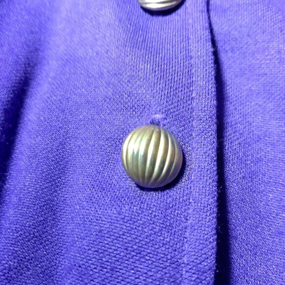 Vintage 80s Purple Dress Size 10 Button Scalloped V Neck Long Sleeve Modest READ - Picture 5 of 16